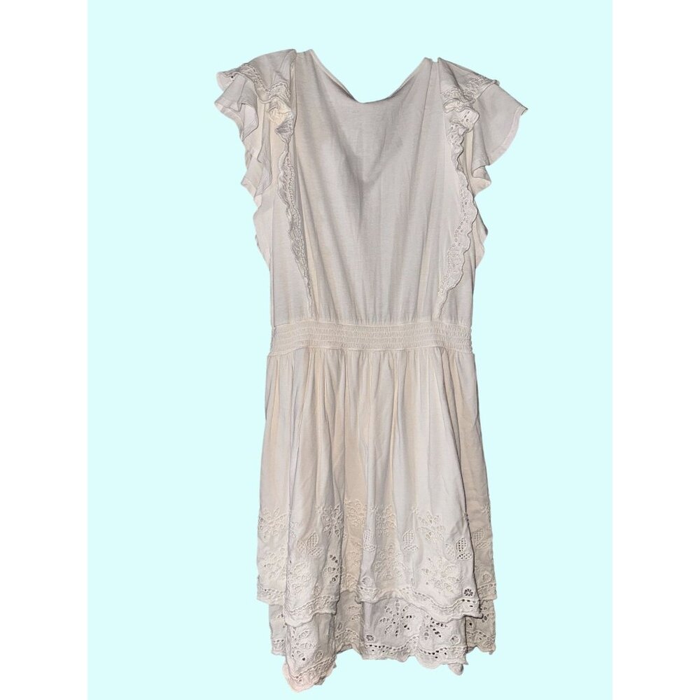 Black Label Lauren Ralph Lauren White Eyelet Ruffle Dress Size 8 Cotton Blend Wo - Picture 6 of 9